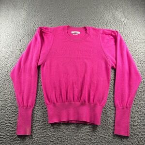 Isabel Marant Etoile Sweater Womens 36 Hot Pink Cotton Wool Crewneck Puff Sleeve